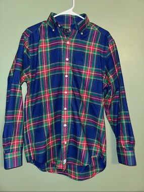 Vineyard Vines Murray button-up shirt in a blue plaid pattern Small